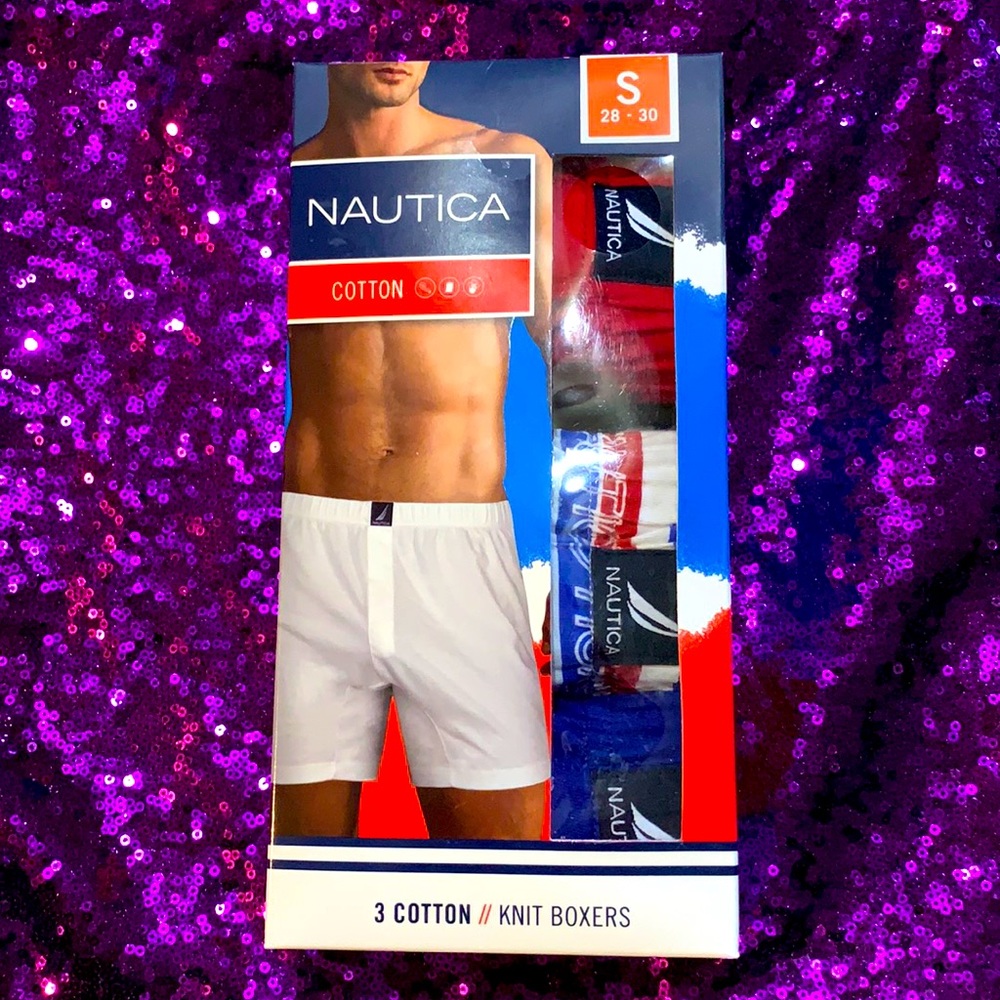 Nautica Mens Cotton Knit Boxers 3 pairs S 28-30